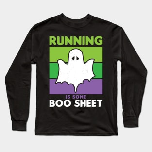 Funny Halloween Running is Boo Sheet Ghost Retro Long Sleeve T-Shirt